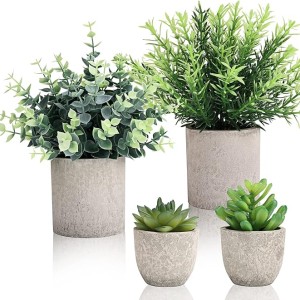 CEWOR 4 Pack Small Fake Plants